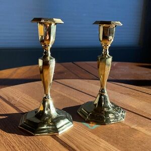 Vtg Valsan Brass Candlestick Holders Set of 2 Taper Dinner Candles Portugal 5.5”